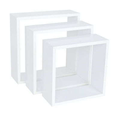 Photo of SPACEO - Set Of 3 White Cubed Shelves 24x10/27x10/30x10cm