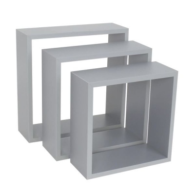 Photo of SPACEO - Set Of 3 Grey Cubed Shelves 24x10/27x10/30x10cm