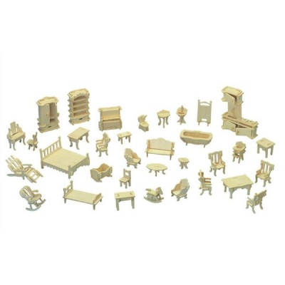 Photo of Lazer Cut Doll House Furniture Self Assemble 34 Piece