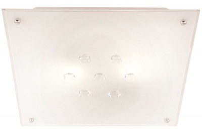 Photo of Square Ceiling Fitting with Frosted Glass and Crystals