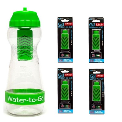 Photo of FilterShop 500ml Water-To-Go Filter Bottle Green Four Cartridges