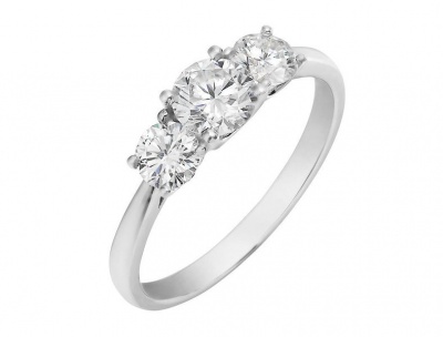 Photo of 1.10ct Trilogy Moissanite Engagement Ring Set In 14K White Gold