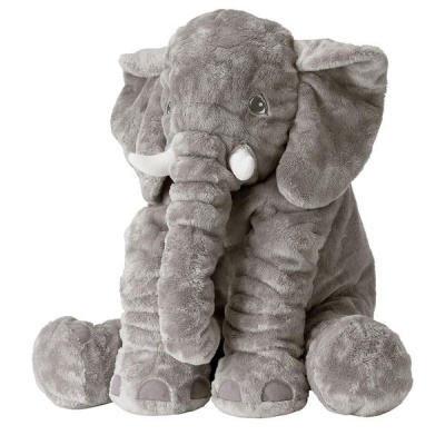Stuffed Elephant Pillow Grey