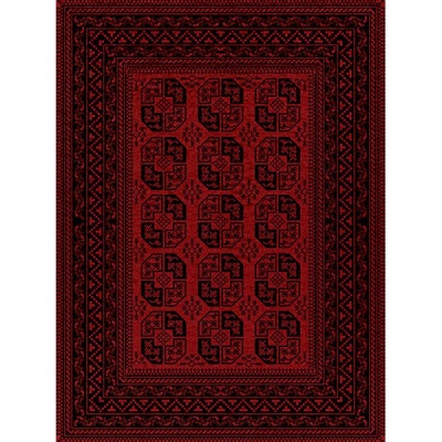 Photo of Carpet City Dark Red with Black Pattern Rug 1.00x1.50