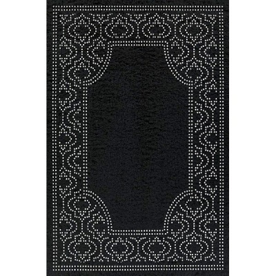 Photo of Carpet City Factory Shop Black Rug With White Pattern Print 2.00 X 2.90