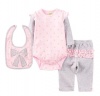 Pink/Grey Onesie with Polka Dots Pants & Bib -3 piece Set Photo