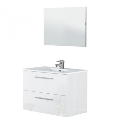 Photo of Aruba Shiny White Bathroom Cabinet 80X45X57 incl. Mirror and Ceramic Basin