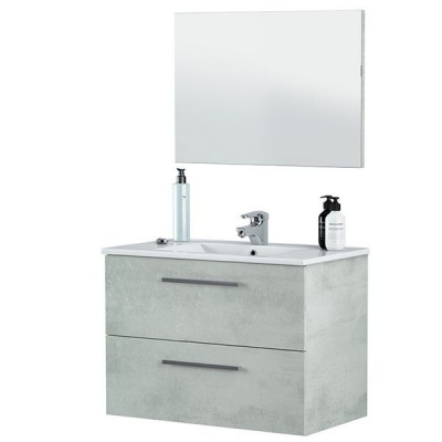 Photo of San Marco Tiles Aruba Concrete Bathroom Cabinet 80X45X64 incl. Mirror and Ceramic Basin