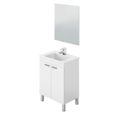 Photo of San Marco Tiles Shiny White Range Bathroom Cabinet 60 cm incl. Mirror and PMMA Basin