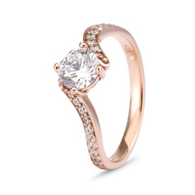 Photo of 9Kt Rose Gold Cubic Zirconia Solitaire With Pave' Bypass Ring