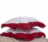 Red&white frilled Exodus green scatter cushions Photo