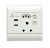 Redisson JB Luxx 16A Double Wall Socket with 2 USB Slots