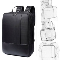 156 3 Way Convertible Laptop Backpack Briefcase Messenger Black