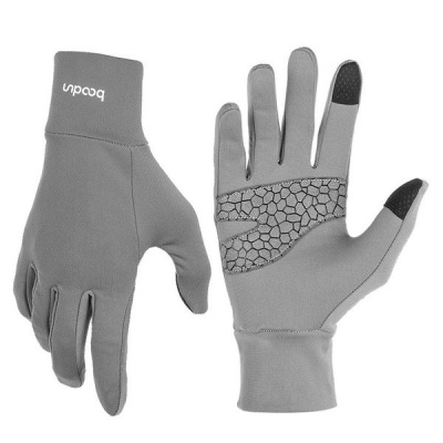 Running Gloves Touch Screen Grey Sleek Medium