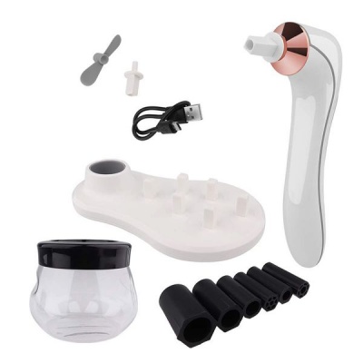 Photo of Portable 3 Level Electric Makeup Brush Cleaner Kit-White