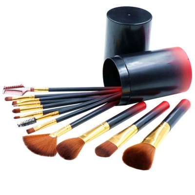 Photo of Professional 12 Piece Makeup Brush Kit with Storage Box-Black
