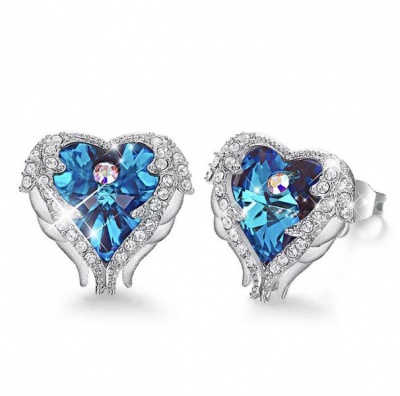 Photo of SilverCity Angel Wings Heart Earrings With Genuine Swarovski Crystals