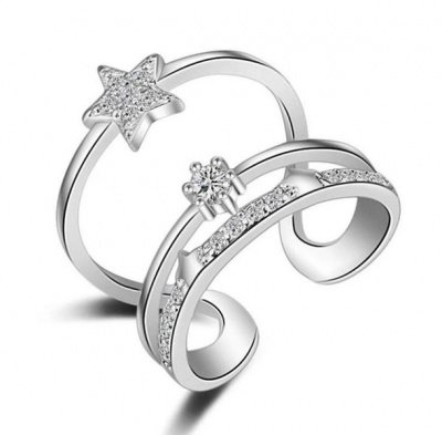 Photo of SilverCity Three Layer Silver Star Ring - Fully Adjustable