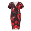 Quiz Ladies Curve Floral Wrap Midi Dress - Black Photo