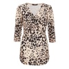 Quiz Ladies Animal Print Wrap Top - Stone Photo