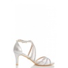 Quiz Ladies Wide Fit Satin Diamante Mesh Low Heel Sandals - Silver Photo