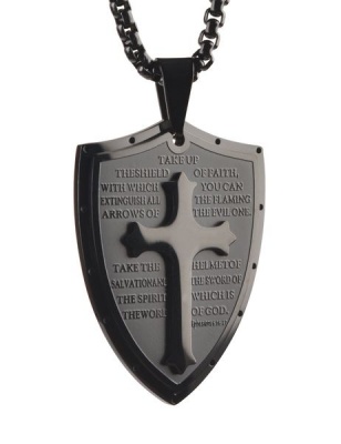 Photo of Sophie Moda -Shield Armor of God Stainless Steel Cross Pendant Necklace