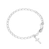 Sterling Silver 6" Bracelet w Cross Charm Photo