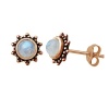 Rose Gold Plated Silver Moonstone Sun Stud Earrings Photo