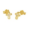 Gold Plated Silver Tiny Cross CZ Studs Photo