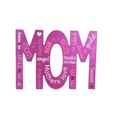 Mom Cut Out Hanging Plaque Pink 24 x 17cm