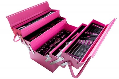 Photo of Kennedy Kengirl Pink and Black Metal Toolbox Toolkit 77 piecese