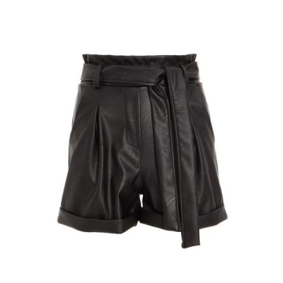 Photo of Quiz Ladies Faux Leather Paper Bag Shorts - Black