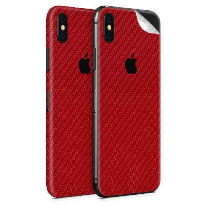 Photo of WripWraps Red Carbon Fibre Vinyl Skin for iPhone XS - Two Pack