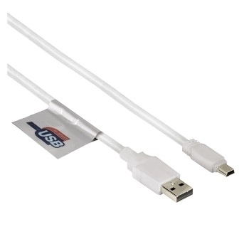 Photo of Hama USB 2.0 USB Mini Cable - Gold-Plated - Double Shielded - White - 1.8M