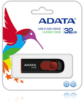Photo of ADATA AC008 16GB Capless Sliding USB 2.0 Flash Drive - Black and Red