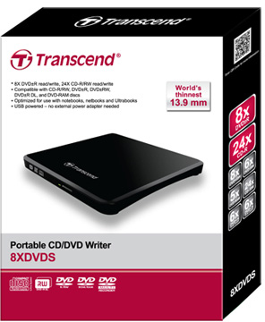 Photo of Transcend 8 x Slim External DVD Drive - Black