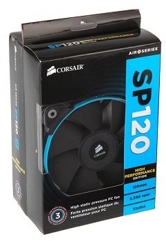 Photo of Corsair SP120 High Performance Edition Twin Pack with white/blue/red colour rings - 120x120x25mm