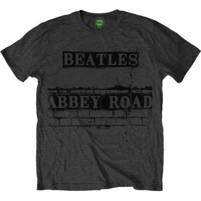 Photo of The Beatles Mens Abbey Road Sign Dark Grey T-Shirt Ret