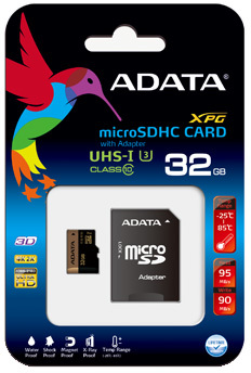 Photo of Adata XPG 32GB microSDXC/SDHC UHS-I U3 Class 10 with SD adapter - Retail Pack