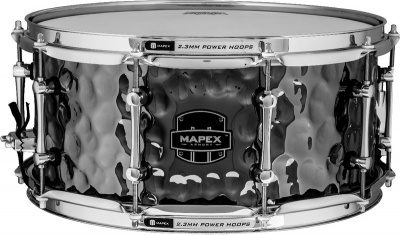 Photo of Mapex ARST465HCEB Armory Daisycutter 14x6.5 Hammered Steel Snare Drum