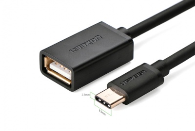 Photo of Ugreen 15cm USB Type-C Male to USB Type-A Female USB 2.0 Cable - Black