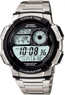 Photo of Casio World Time 100m Digital Watch - Silver and Black
