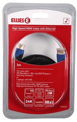 Photo of Ellies Hdmi a to Hdmi a 3 Meters Cable 1.4v