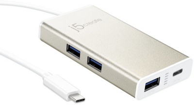j5 create USB Type C 4 Port HUB with Power Delivery Silver