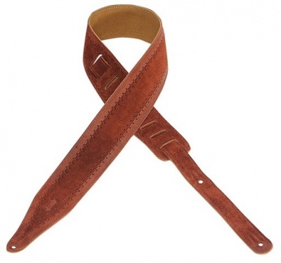 Photo of Levys MS17T06-RST 2 1/2" Staple Stitch Design Hand-Brushed Suede Guitar Strap