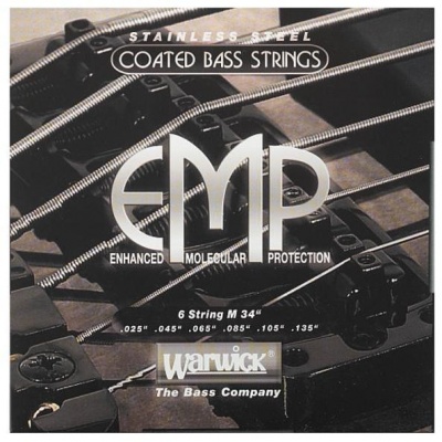 Photo of Warwick 38401M6 EMP Coated Series 25-135 Medium 6 String Stainless Steel Long Scale Coated Bass Guitar Strings