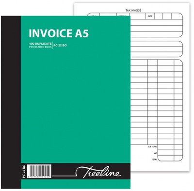 Photo of Treeline A5 - Duplicate Pen Carbon Book - Invoice - Pack of 5