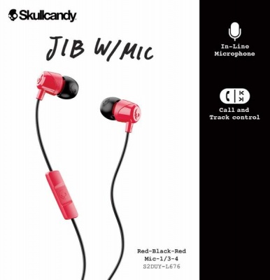 Photo of Skullcandy JIB In-Ear Headphones Earbuds with Microphone - Red/Black