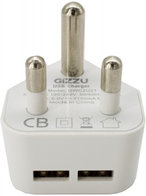 Photo of Gizzu - 2 x USB 3-Prong Wall Charger - White