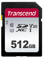 Photo of Transcend 300s 512GB UHS-1 Class-10 U1 U3 V30 SDXC Memory Card